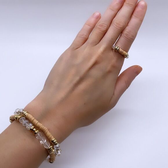 NWT Wool + Pepper Co. Tan Matching Jewelry Set - Picture 3 of 5